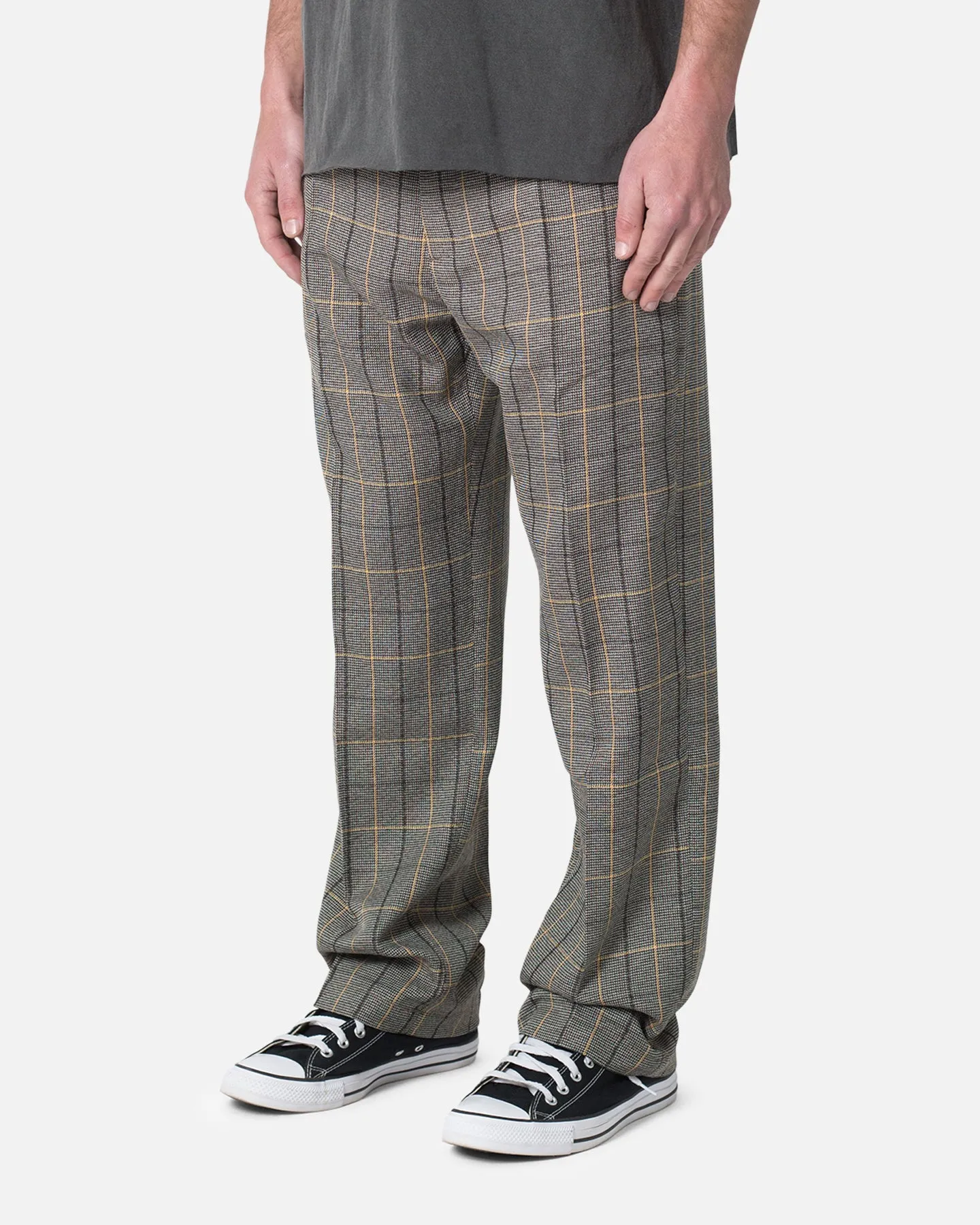 MNML Pleated Plaid Trousers Light Brown/Cream