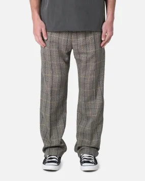 MNML Pleated Plaid Trousers Light Brown/Cream