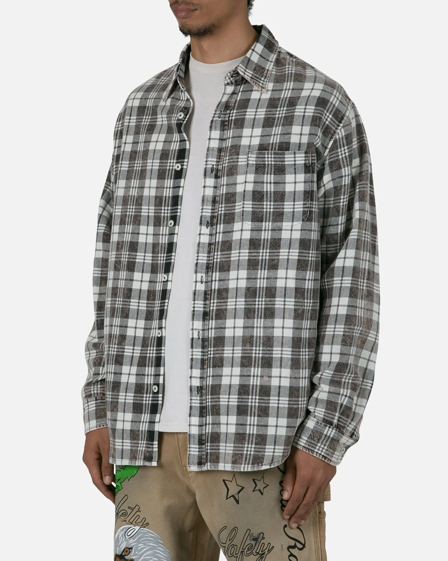 MNML Vintage Plaid Long Sleeve Shirt Black/Tan