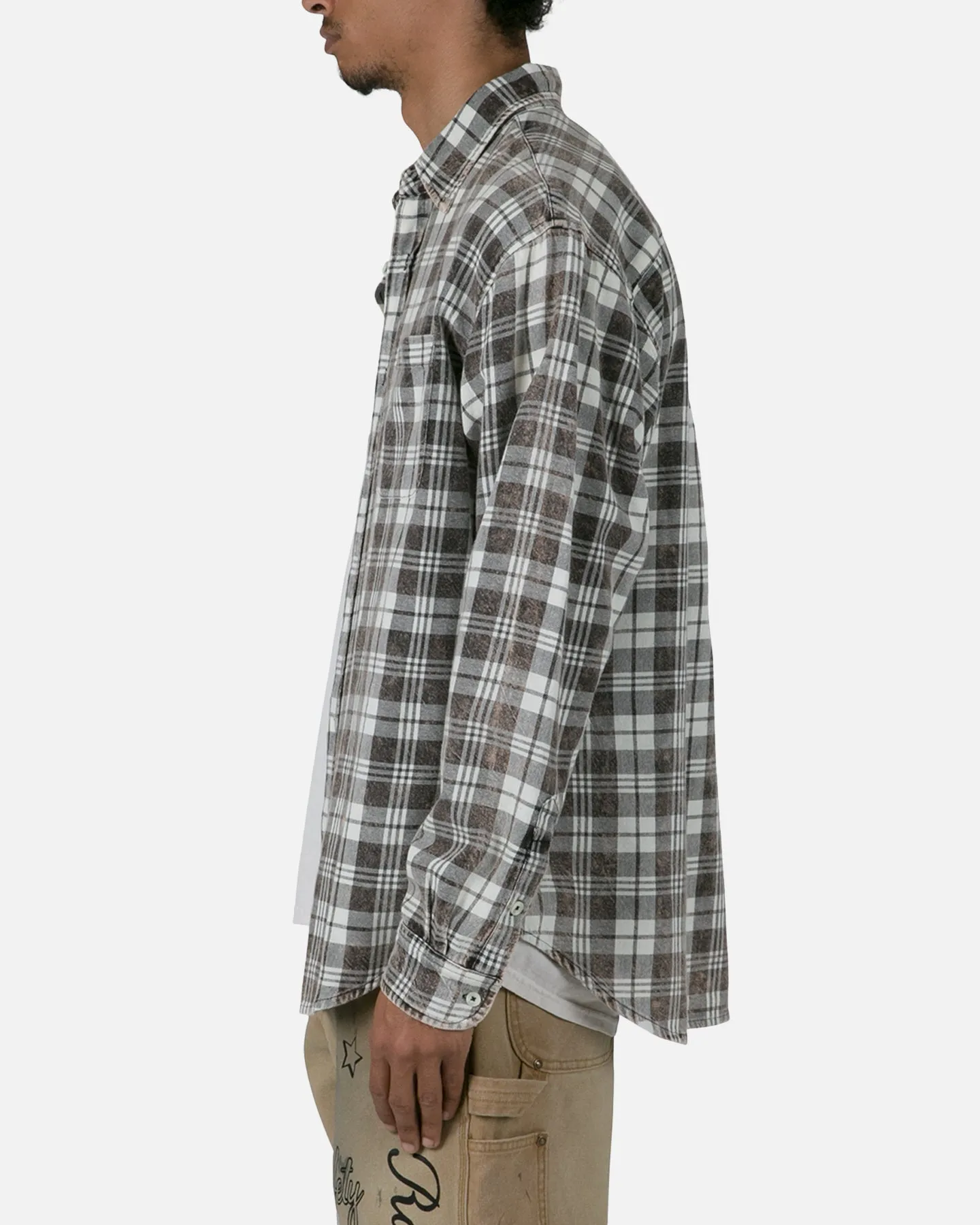 MNML Vintage Plaid Long Sleeve Shirt Black/Tan