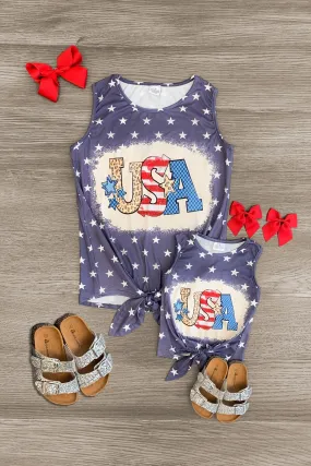 Mom & Me - "USA" Star Tie Top