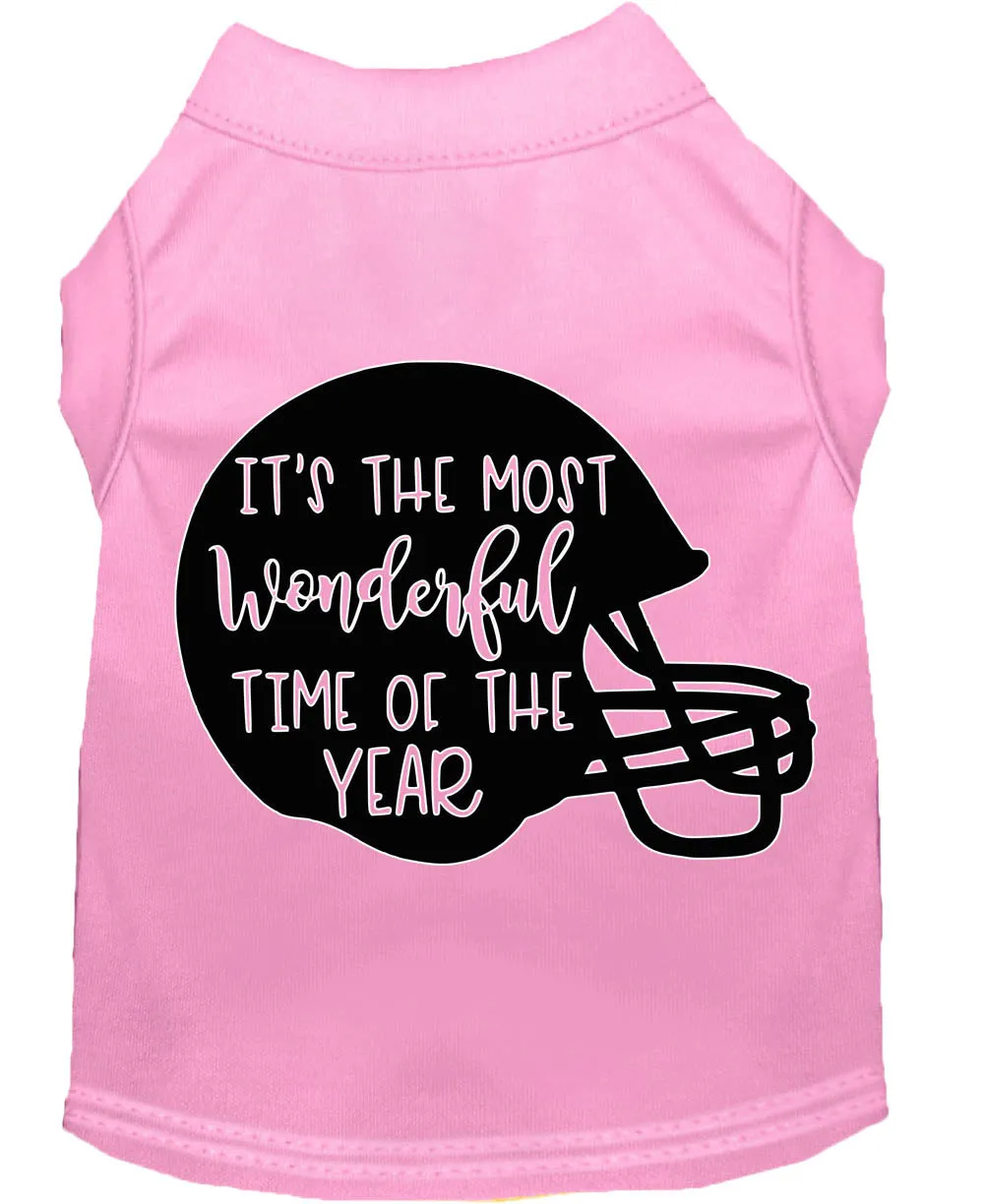 Most Wonderful Time Of The Year (football) Screen Print Dog Shirt Light Pink Xxl