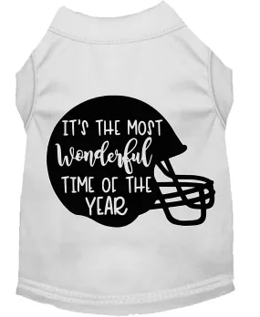 Most Wonderful Time Of The Year (football) Screen Print Dog Shirt White Xs