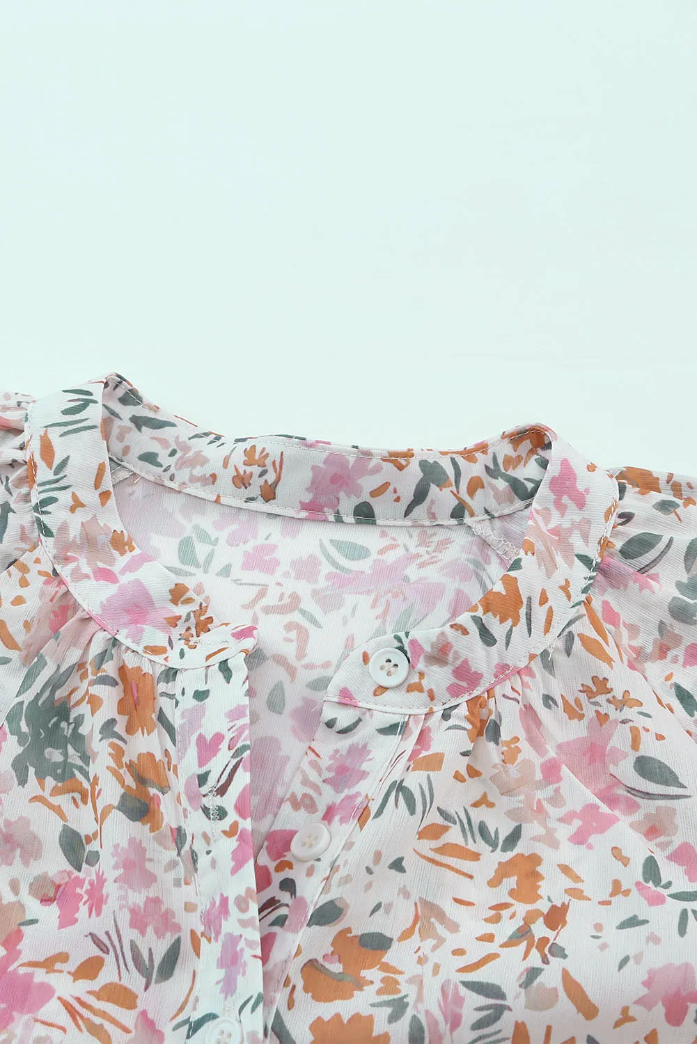 Multicolor Floral Mandarin Collar Top