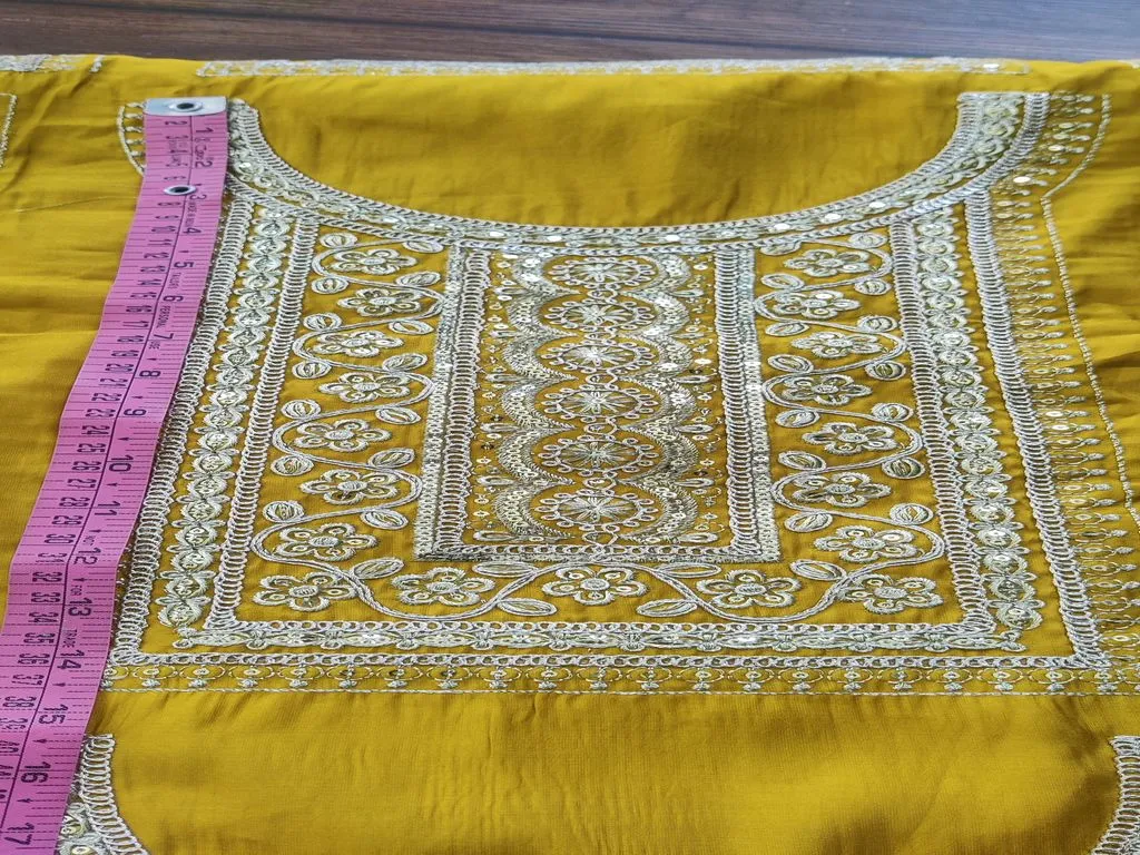 Mustard Yellow Roman Silk Embroidered Neck Patch