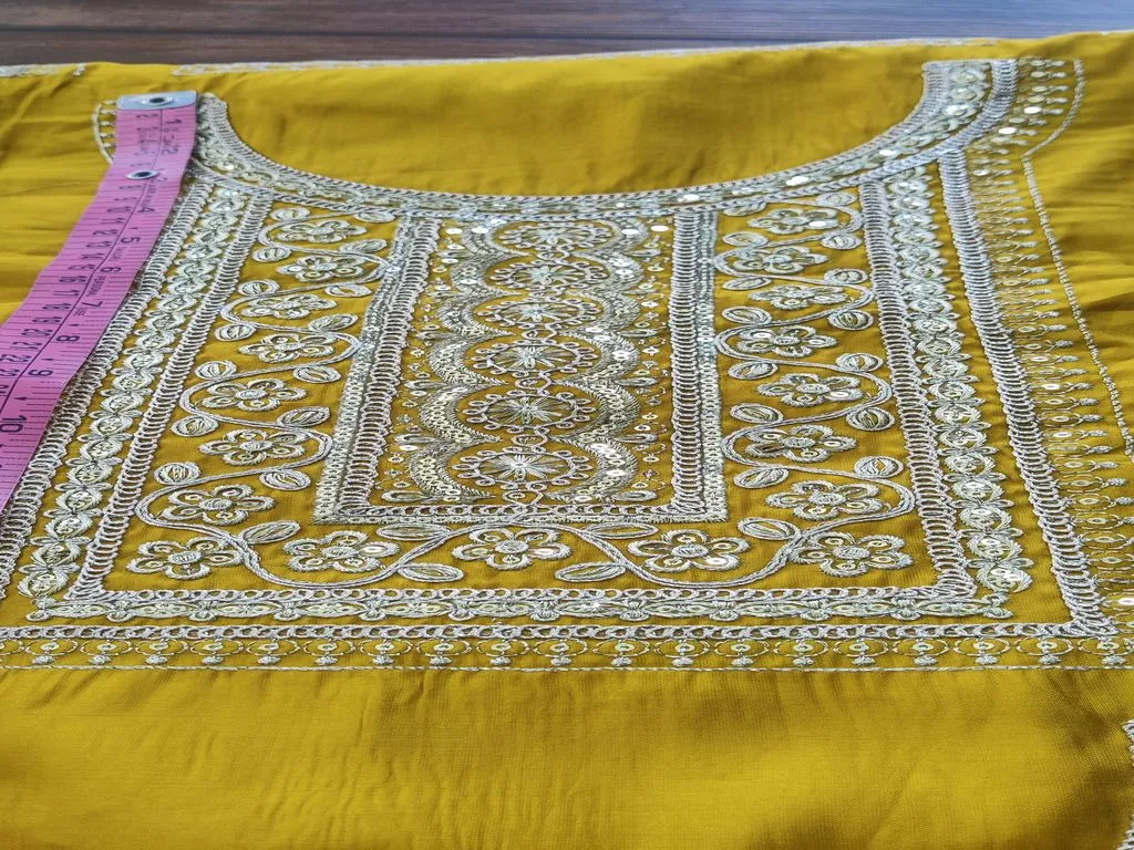 Mustard Yellow Roman Silk Embroidered Neck Patch