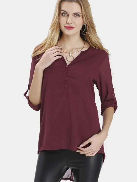 OEM ODM V-Neck Long Sleeves Chiffon Shirt