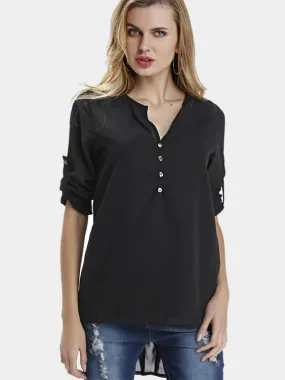 OEM ODM V-Neck Long Sleeves Chiffon Shirt