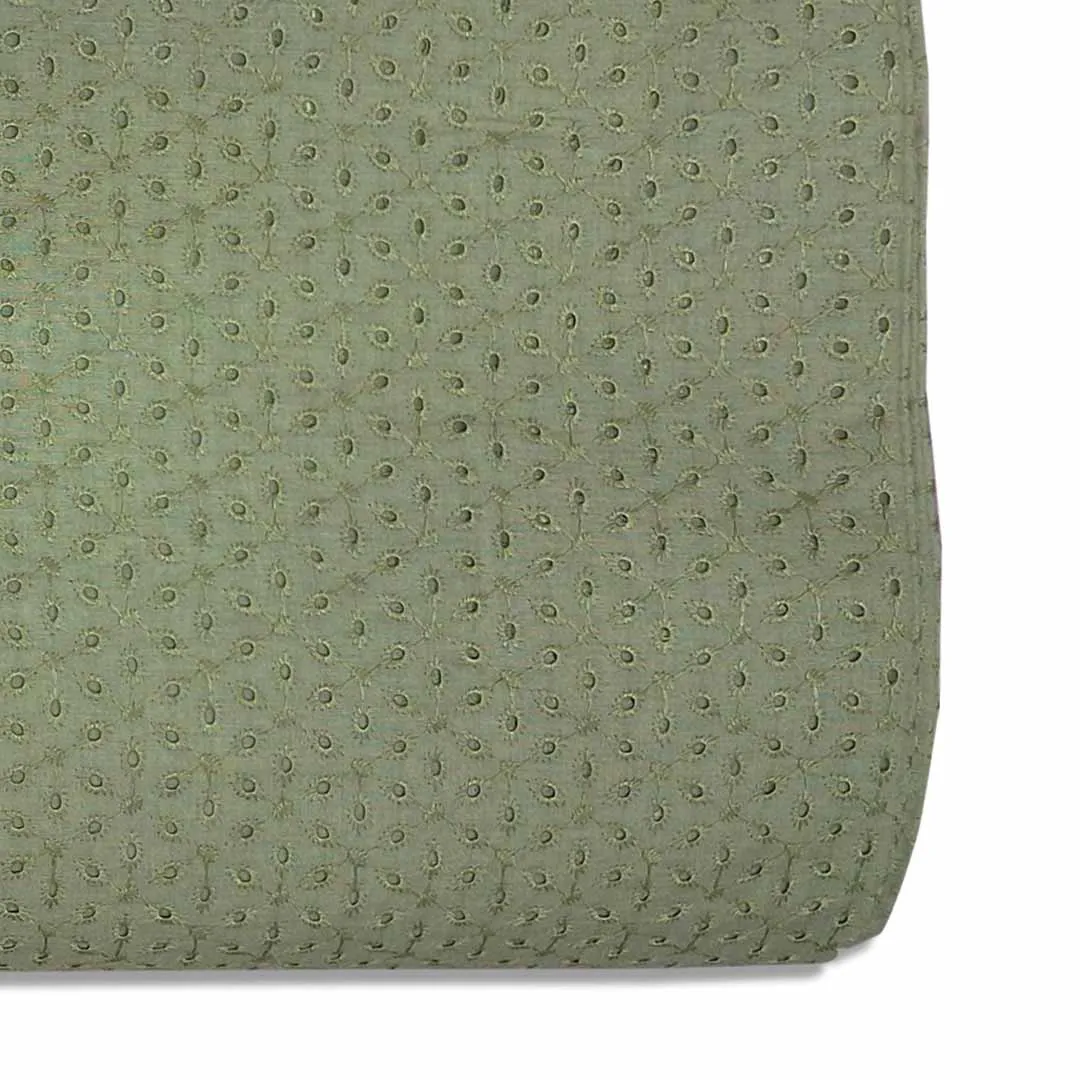 Olive Green Motifs Premium Embroidered Cotton Hakoba Fabric