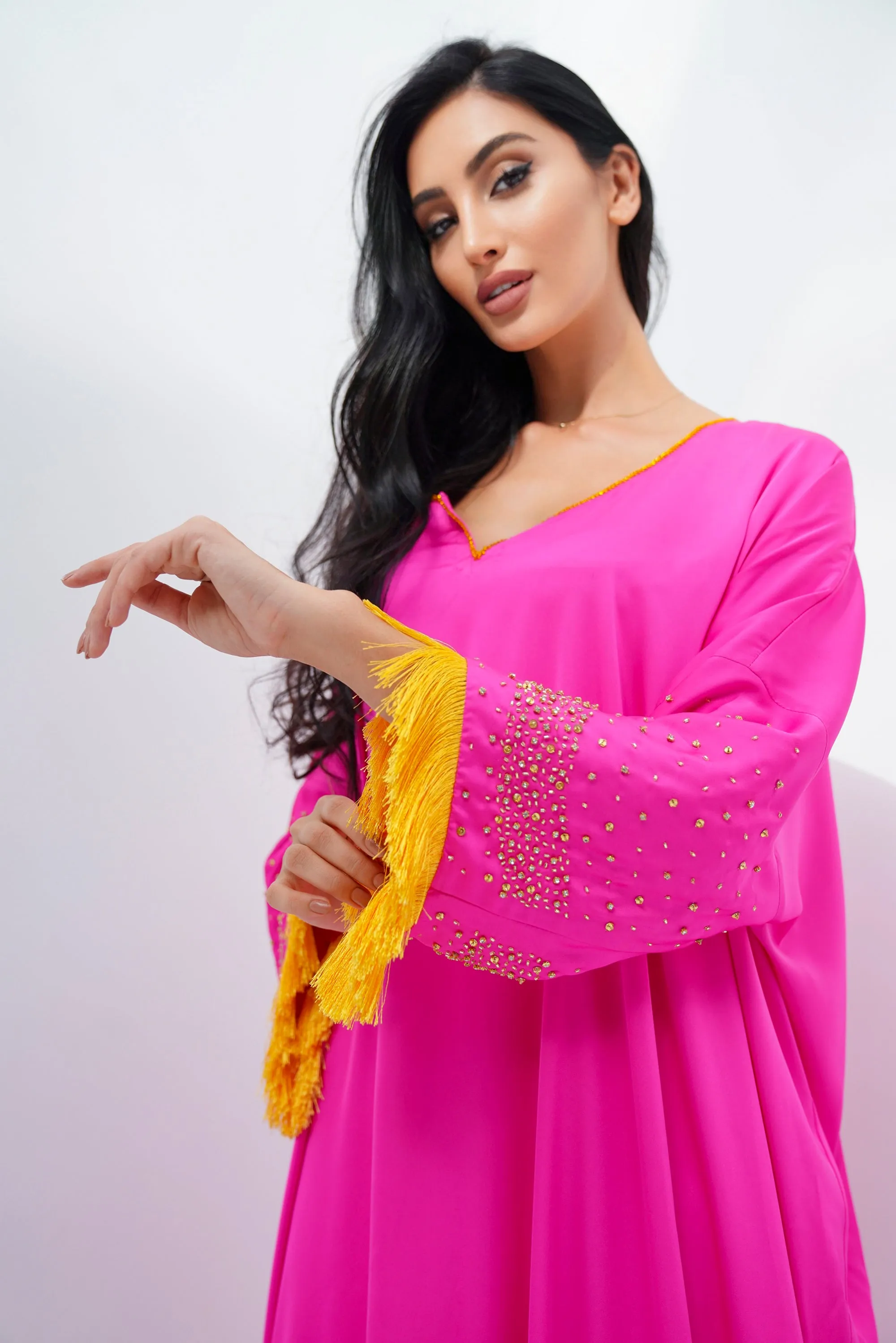 Oversize silk pink kaftan