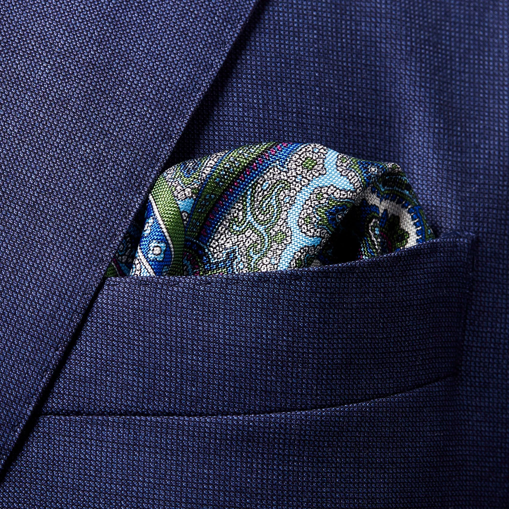 Paisley Silk Pocket Square - Green