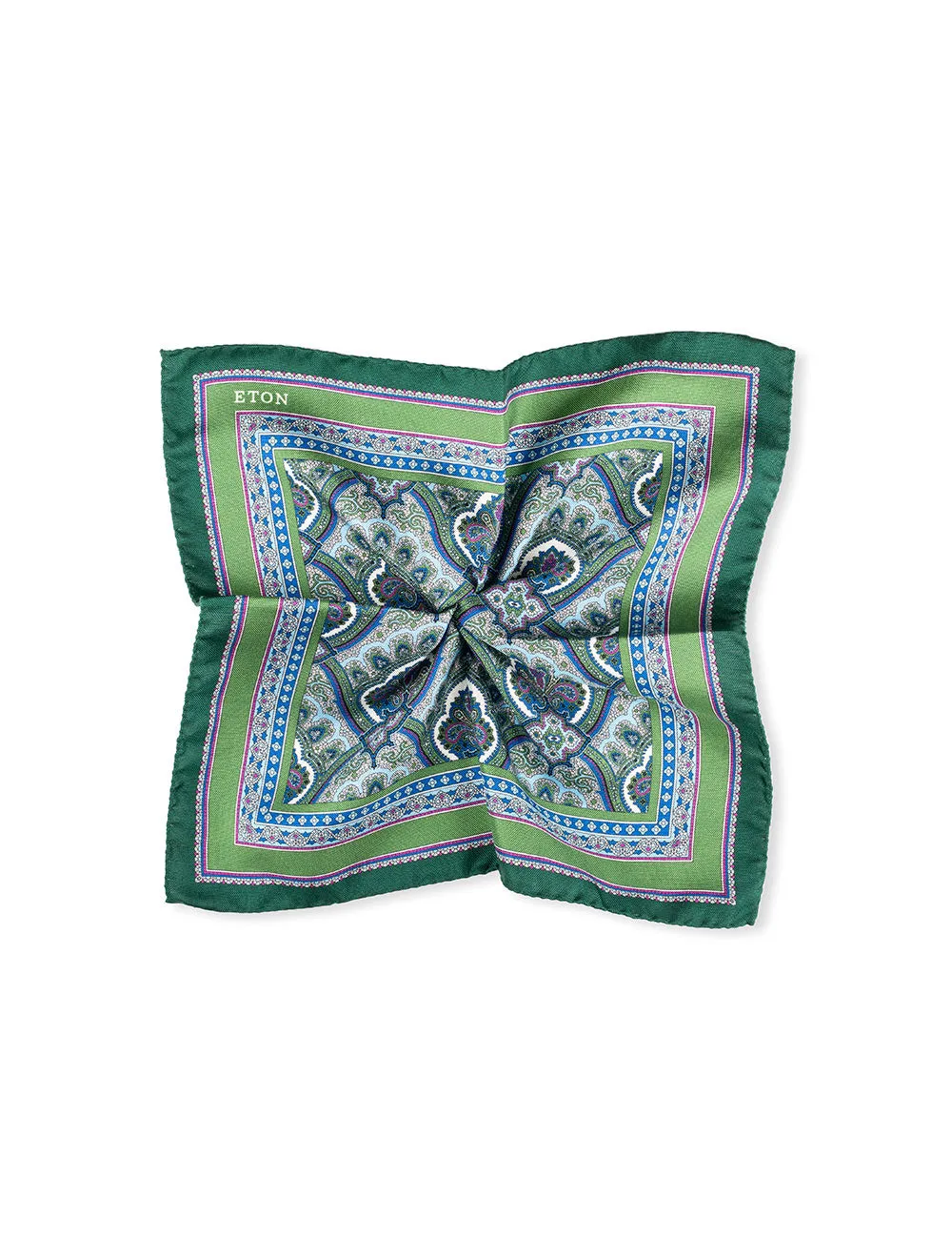 Paisley Silk Pocket Square - Green