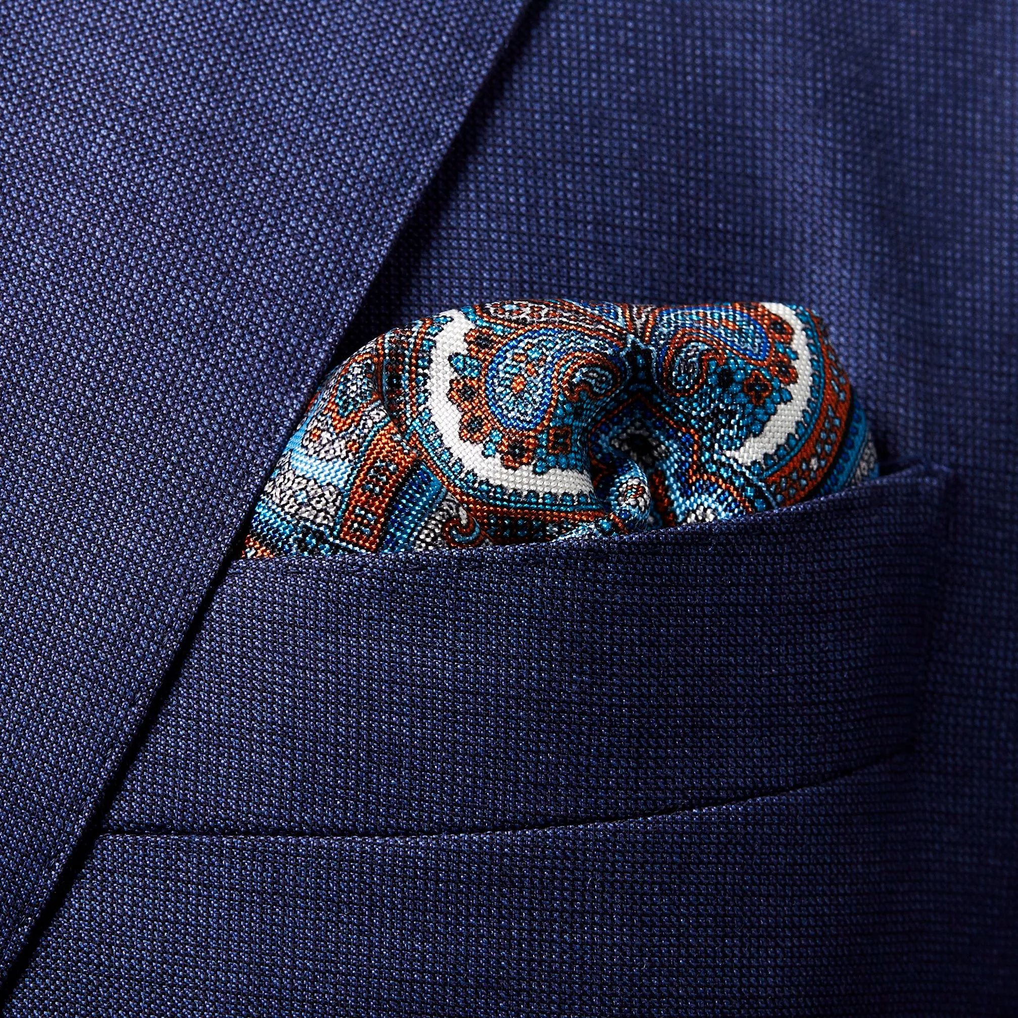 Paisley Silk Pocket Square - Rust