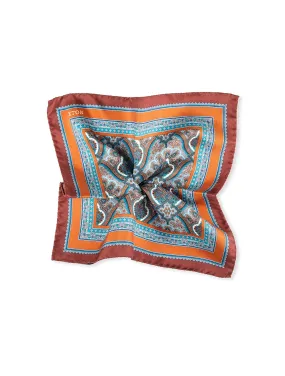 Paisley Silk Pocket Square - Rust