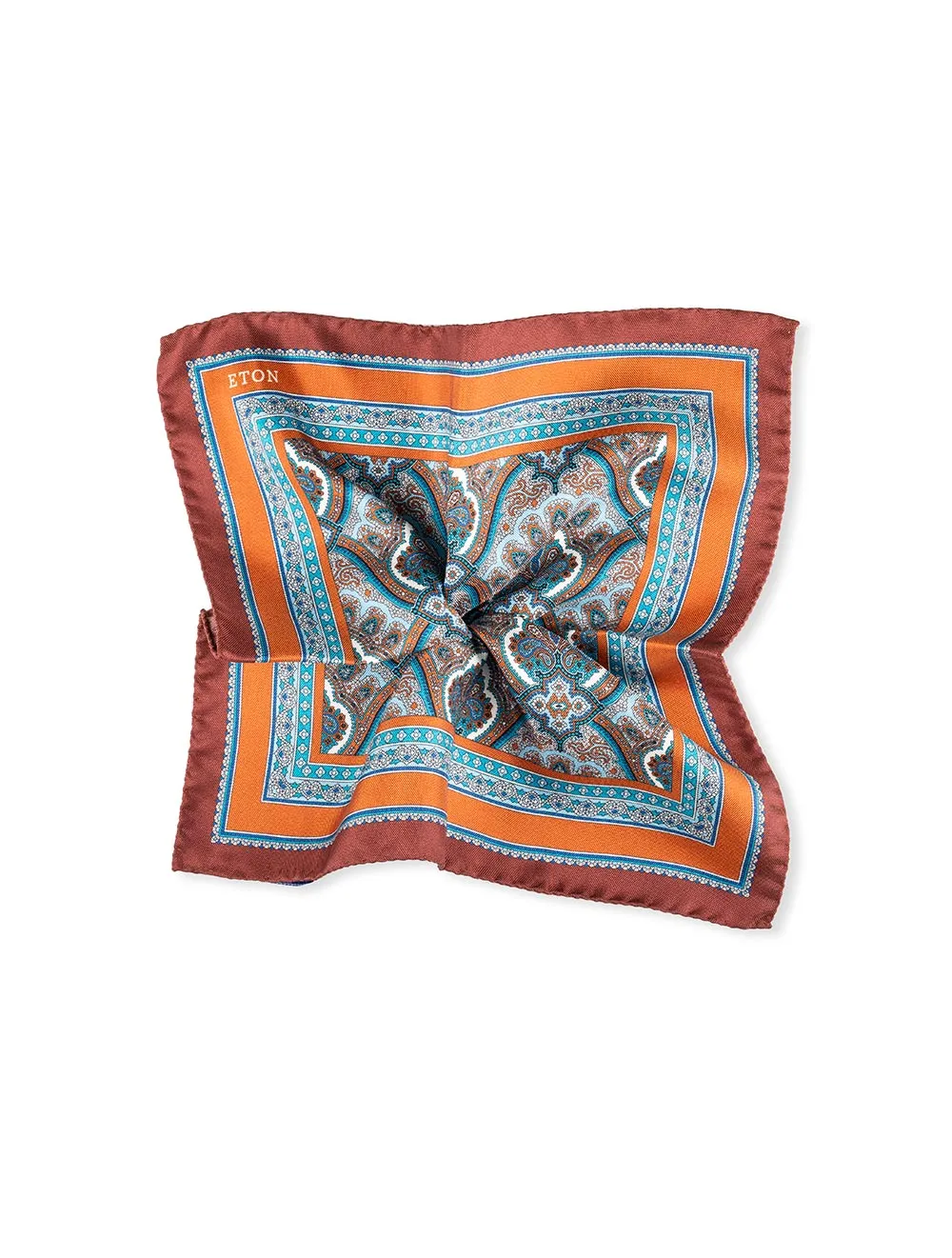 Paisley Silk Pocket Square - Rust