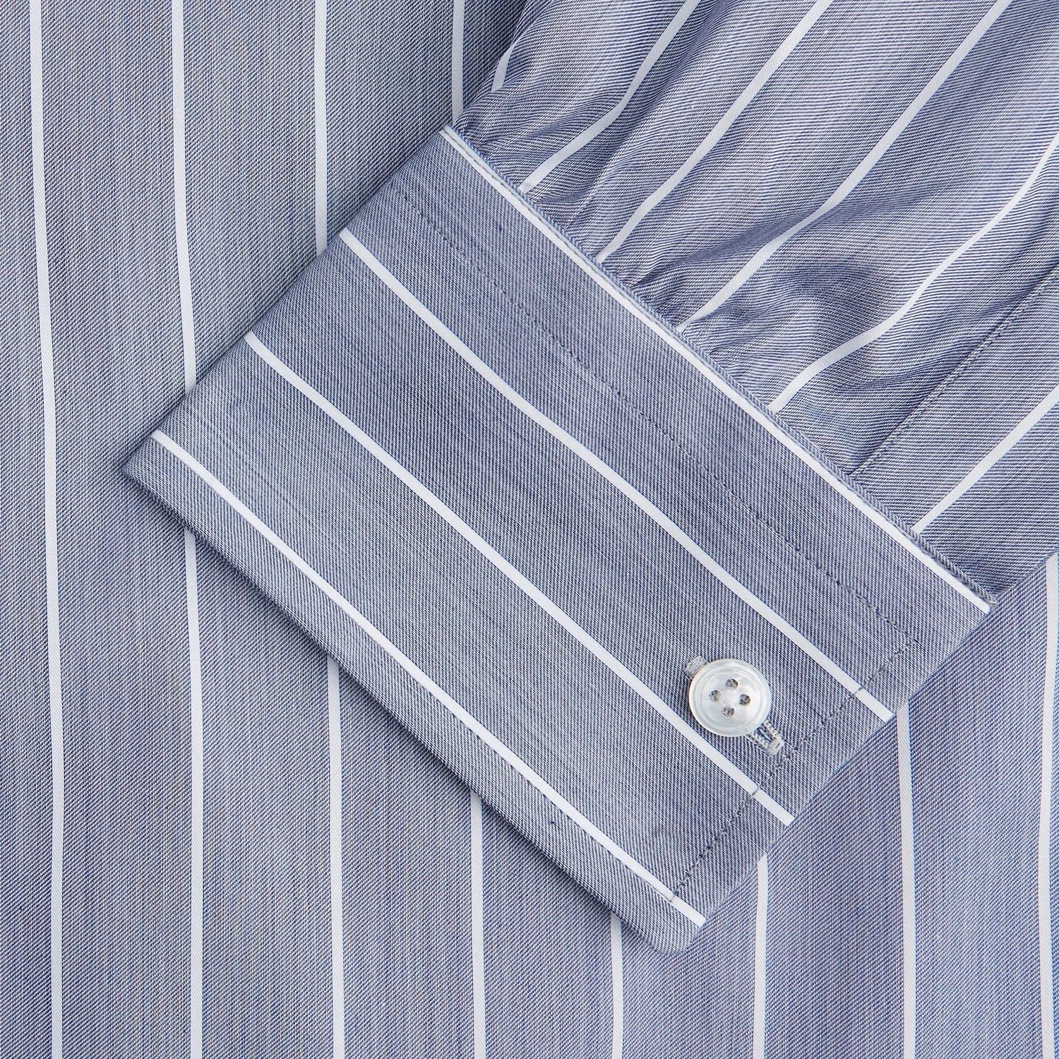 Pale Blue and White Pinstripe Cotton Blend Weekend Fit Finch Shirt