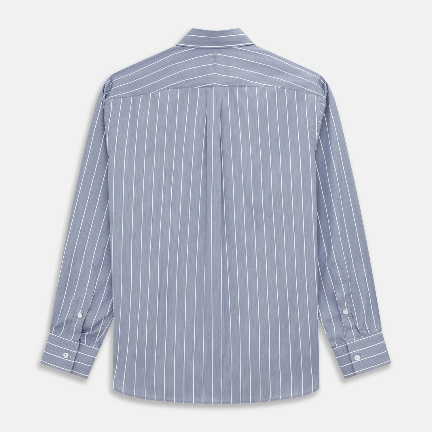 Pale Blue and White Pinstripe Cotton Blend Weekend Fit Finch Shirt