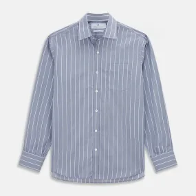 Pale Blue and White Pinstripe Cotton Blend Weekend Fit Finch Shirt