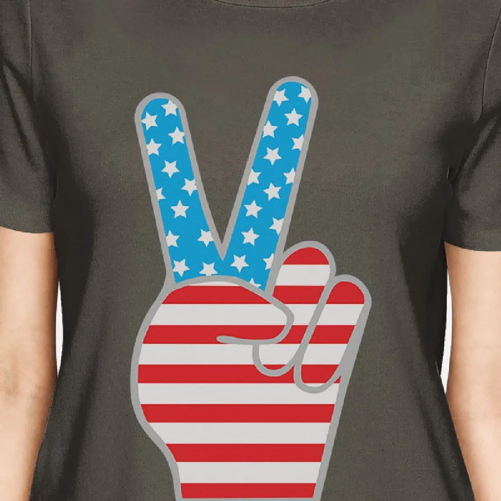 Peace Sign American Flag Unique Design Graphic T-Shirt For Women