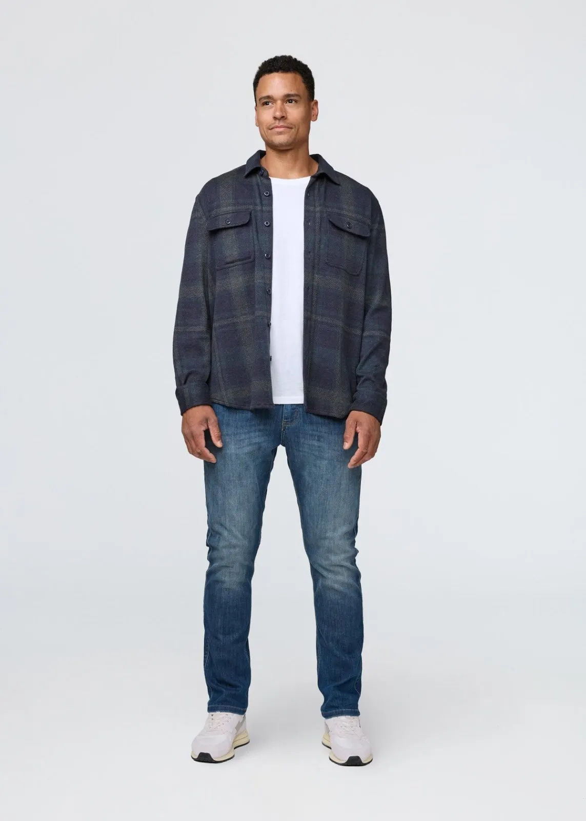 Performance Flannel Button Down - Heather Blue Plaid