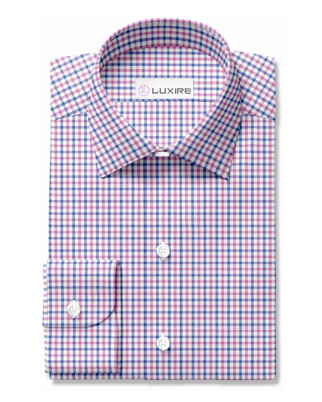 Pinpoint Oxford Blue Pink Tartan Checks