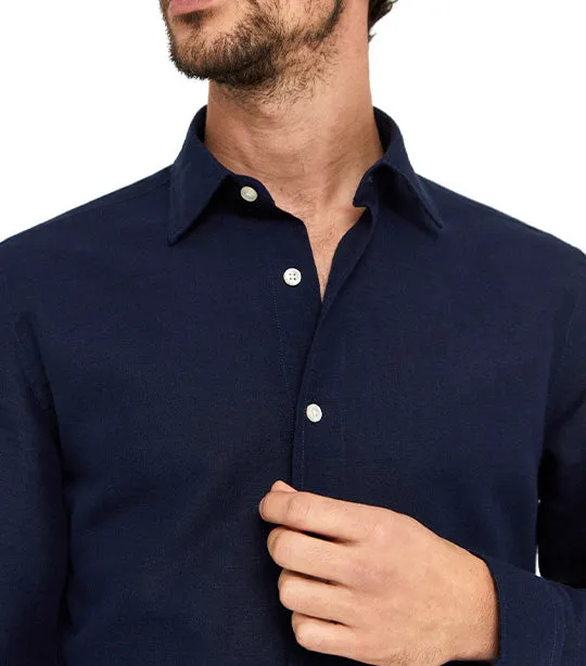 Plain Linen Cotton Shirt Navy