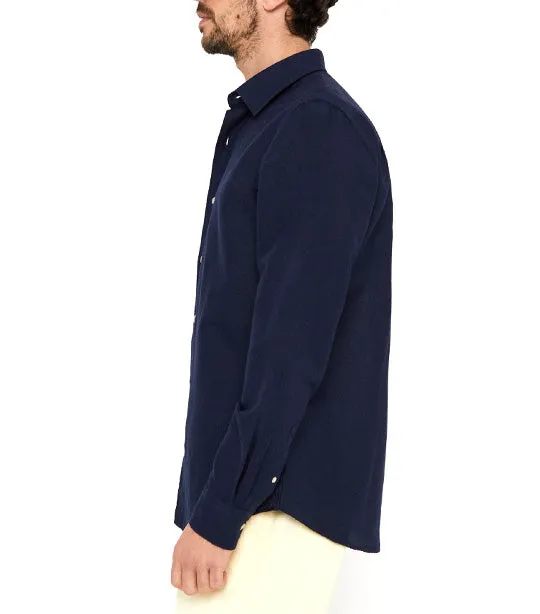 Plain Linen Cotton Shirt Navy