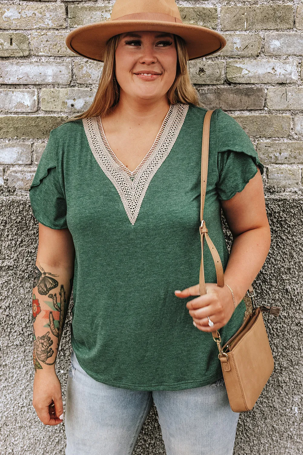 Plus Size Embroidery V Neck Blouse