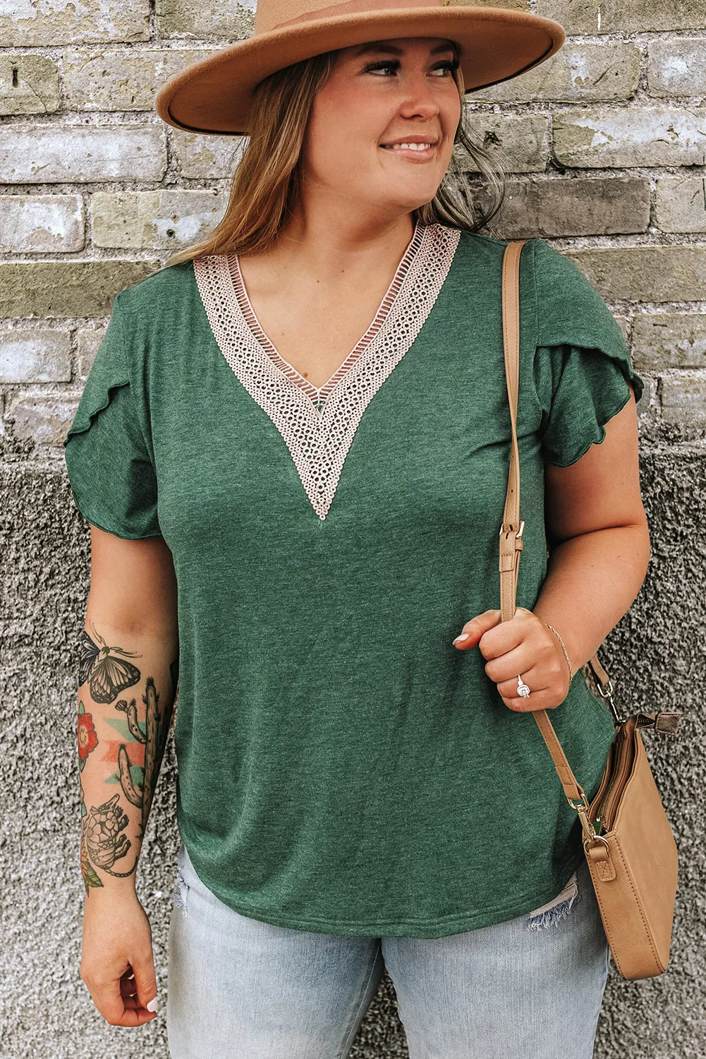 Plus Size Embroidery V Neck Blouse