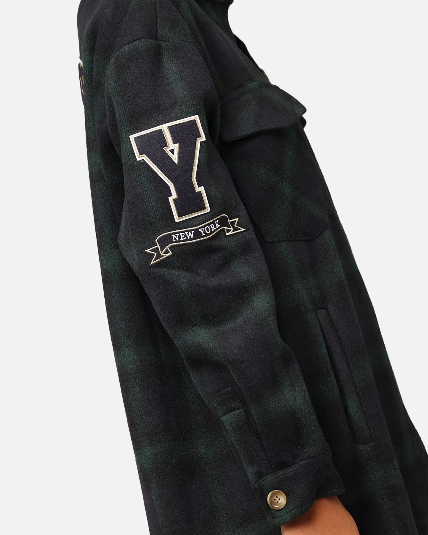 Pro Standard New York Yankees Plaid Shacket Forest Green