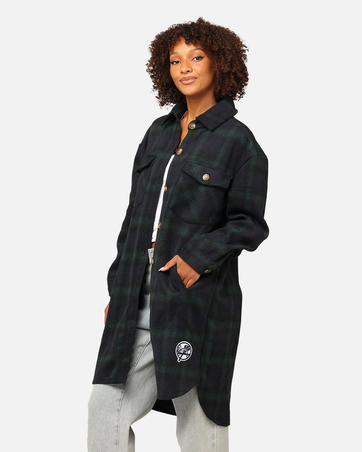 Pro Standard New York Yankees Plaid Shacket Forest Green