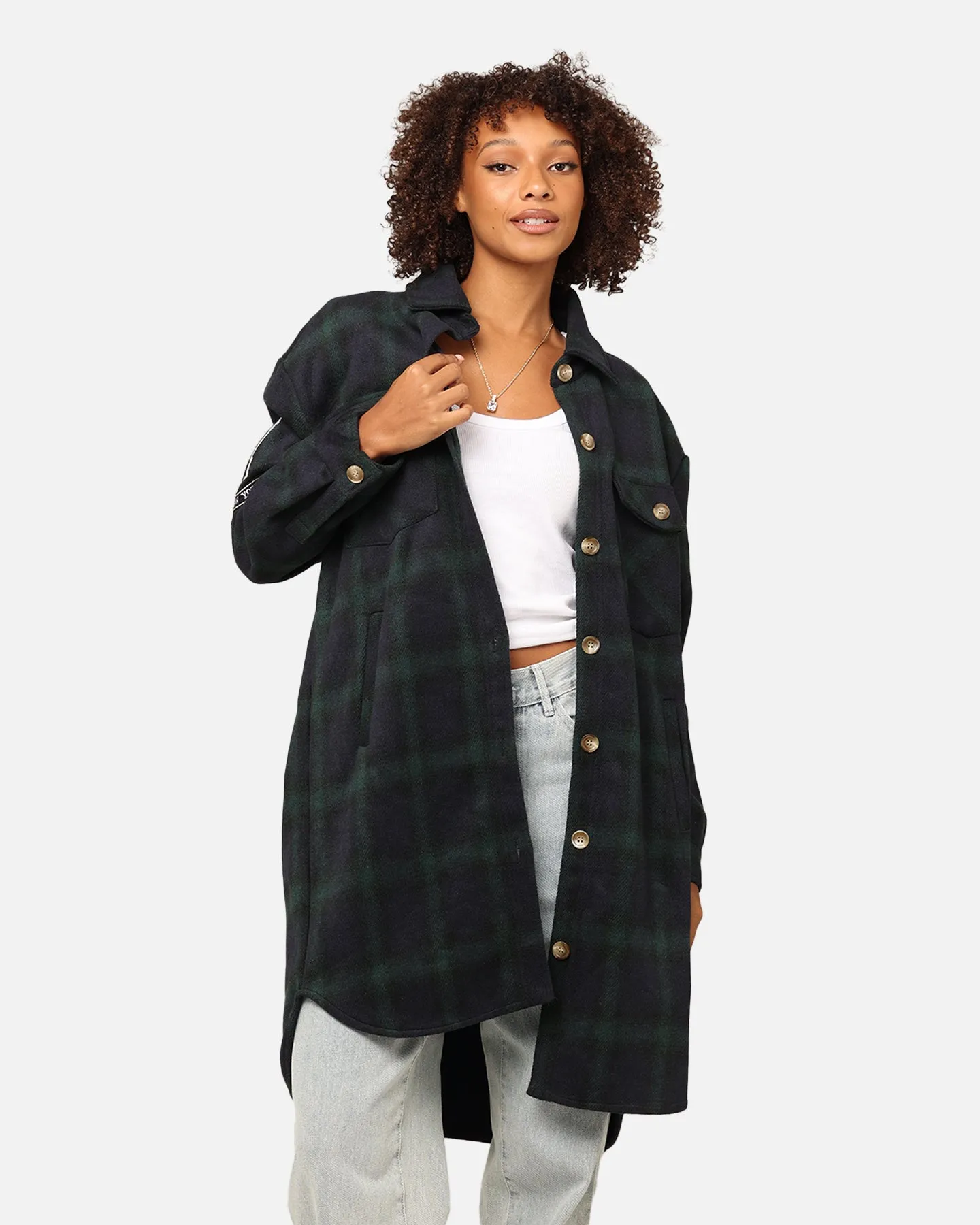 Pro Standard New York Yankees Plaid Shacket Forest Green