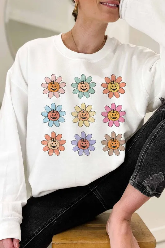 PUMKIN FLOWERS GRAPHIC SWEATSHIRT PLUS SIZE