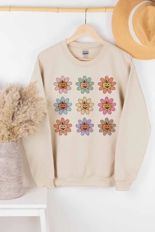 PUMKIN FLOWERS GRAPHIC SWEATSHIRT PLUS SIZE