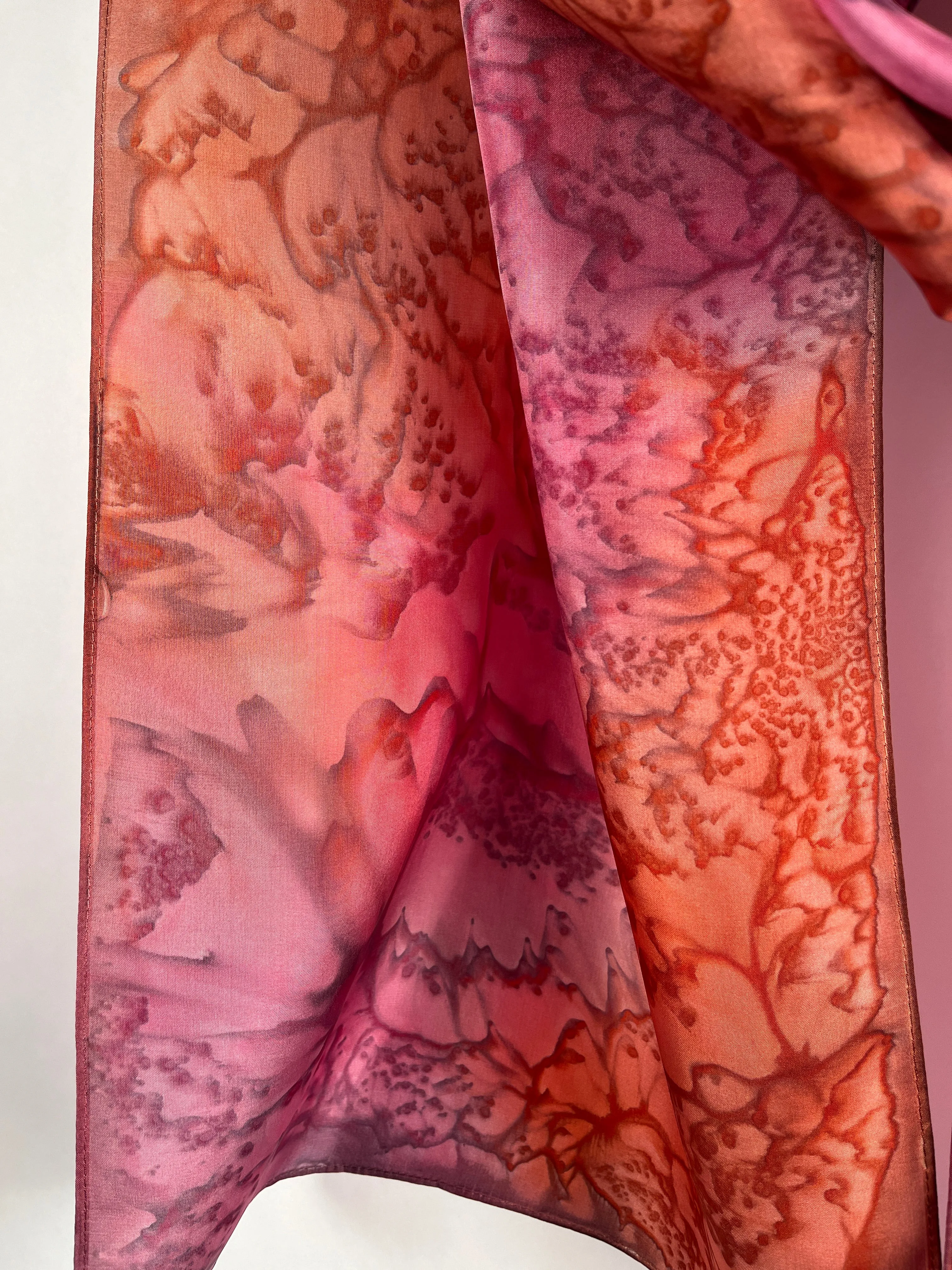 "Sunset Mermaid" - Hand-dyed Silk Scarf - $125