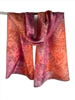 "Sunset Mermaid" - Hand-dyed Silk Scarf - $125