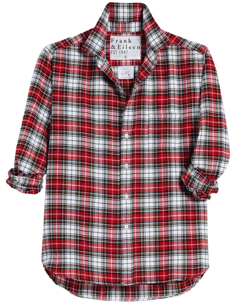 Red and Black with White Plaid Relaxed Button Up Shirt