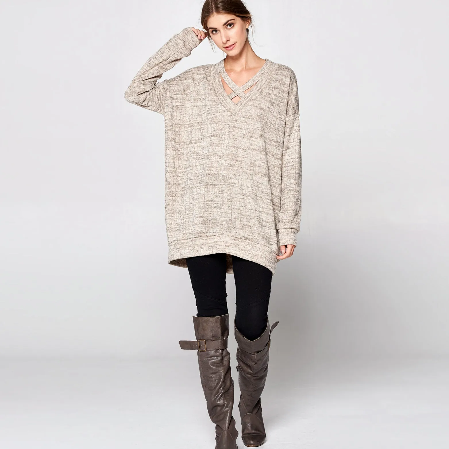 Relaxed Fit Cross-Front Sweater