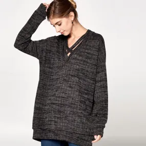 Relaxed Fit Cross-Front Sweater