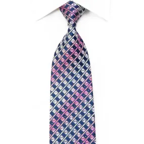 Renoma Men's Crystal Rhinestone Necktie Purple Pink Striped On Navy With Sparkles