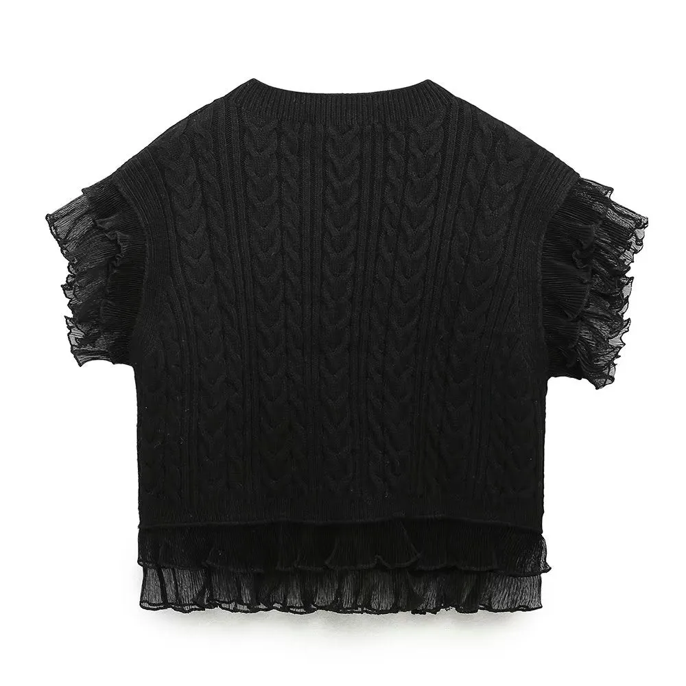 Ruffle Trim Knit Top