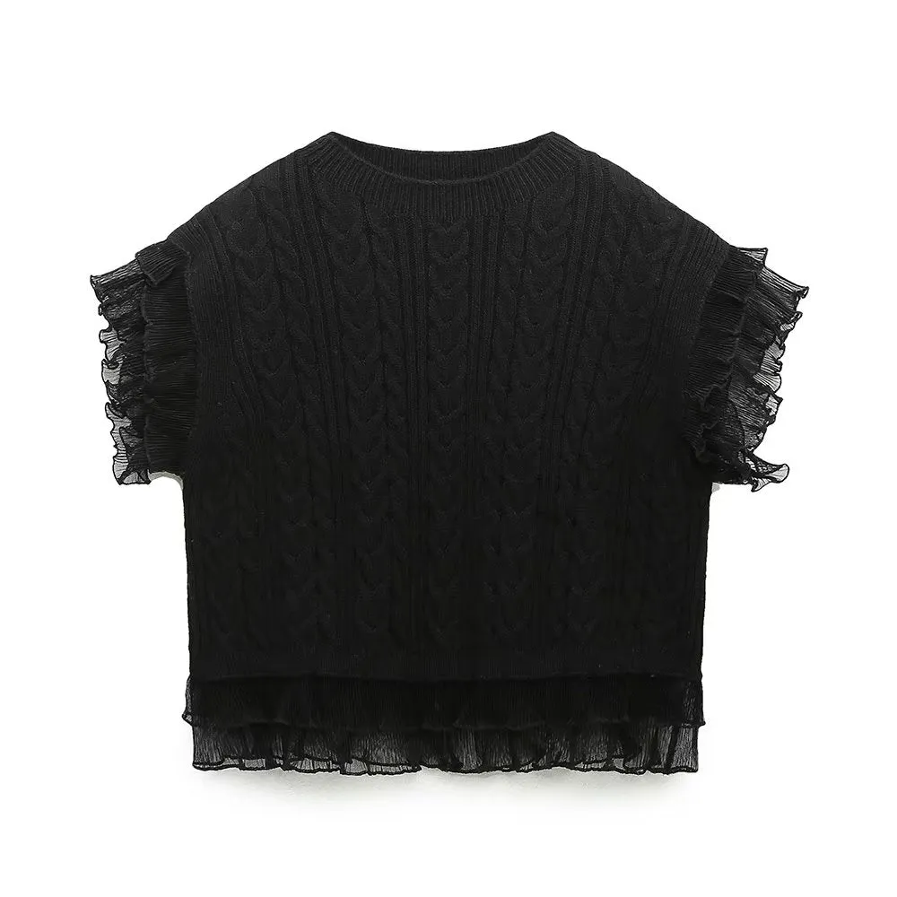 Ruffle Trim Knit Top