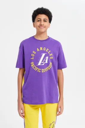 Senior Boys Purple Lakers Cut And Sew T-Shirt