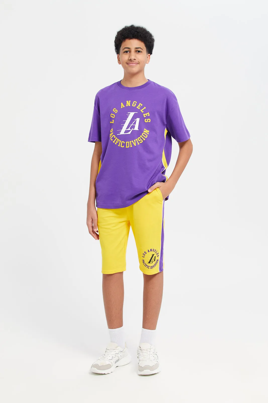 Senior Boys Purple Lakers Cut And Sew T-Shirt