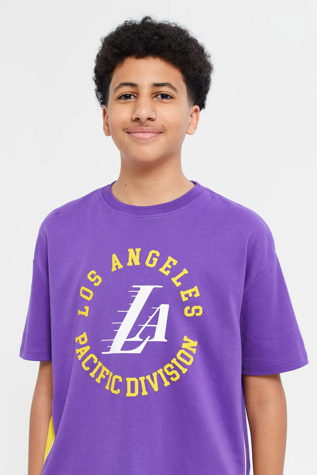 Senior Boys Purple Lakers Cut And Sew T-Shirt