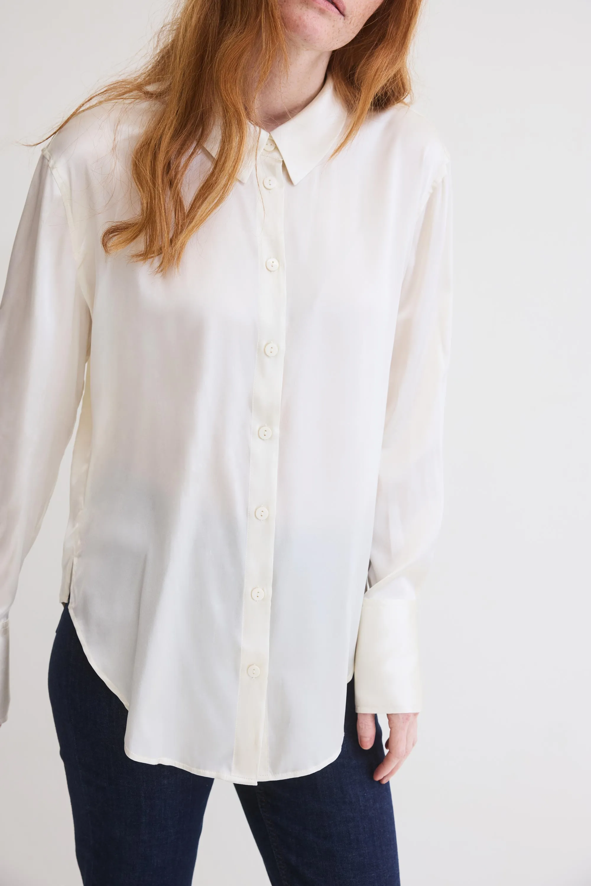 Shift Your Gaze Silk Button Down Blouse