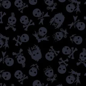 Shot Through the Heart Fabric Skulls Black