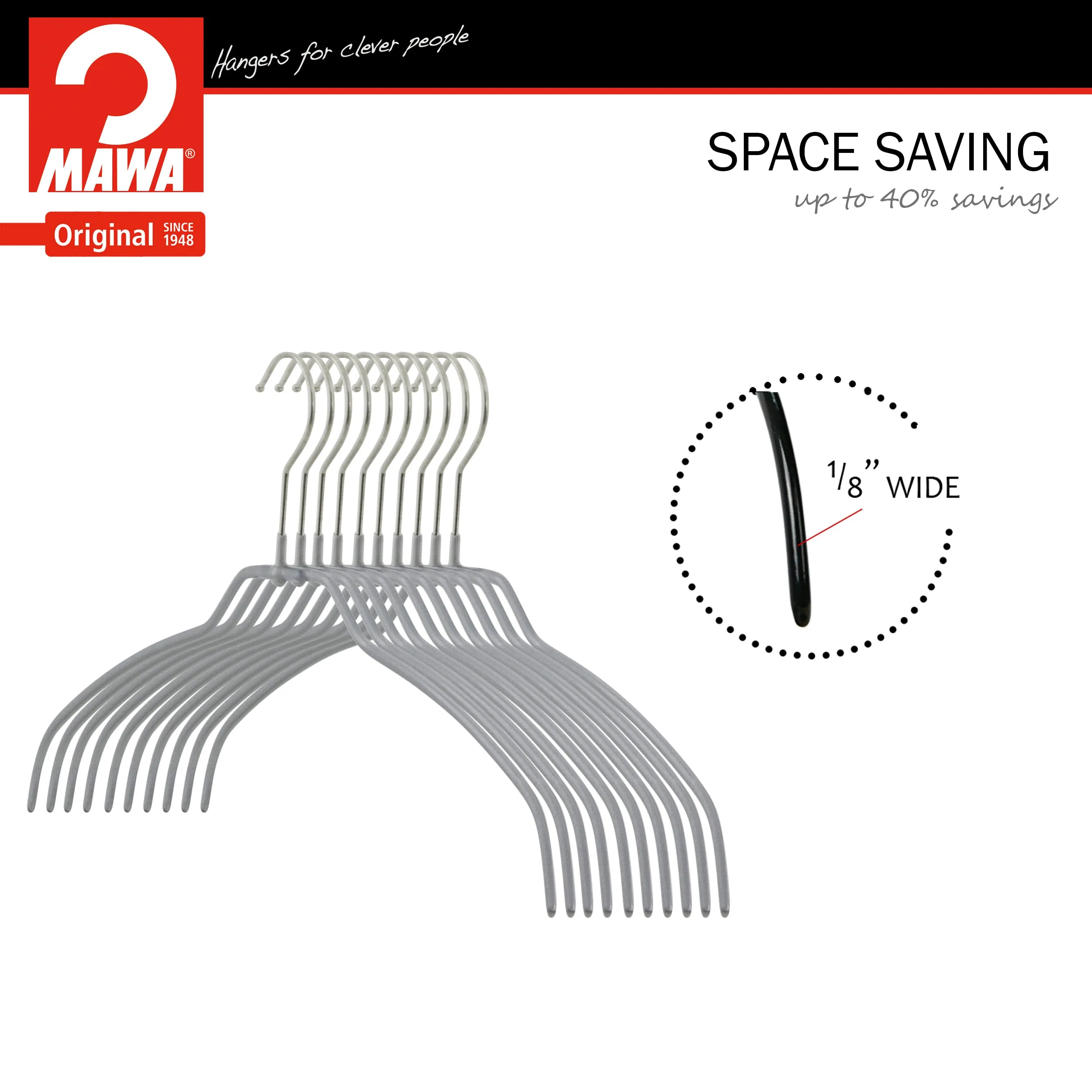 Silhouette Space-Saving Shirt Hanger, 42-FT, Silver