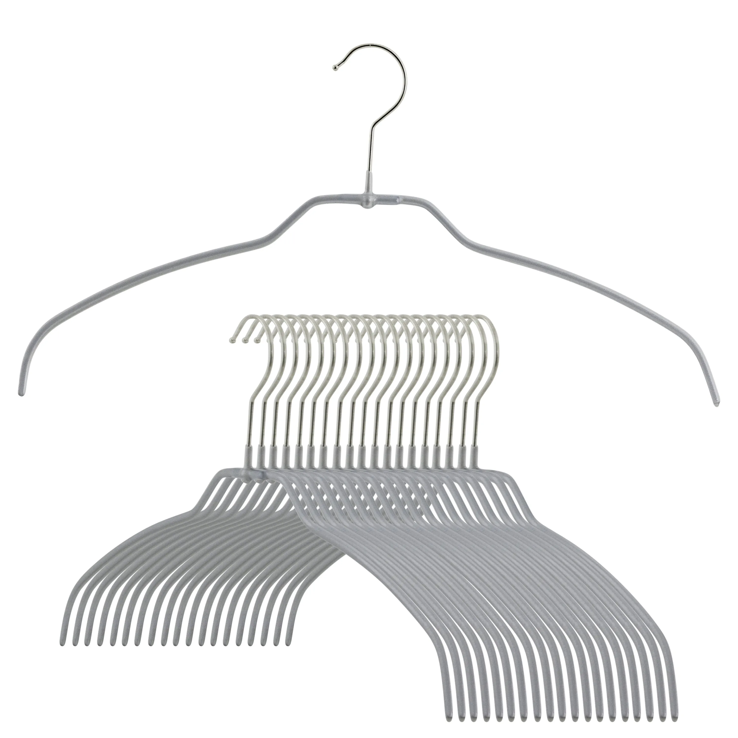 Silhouette Space-Saving Shirt Hanger, 42FT, Silver