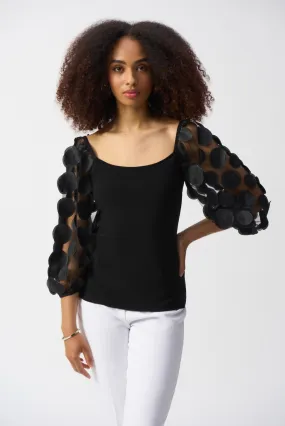 Silky Knit Top 3D Dot Sleeves Style